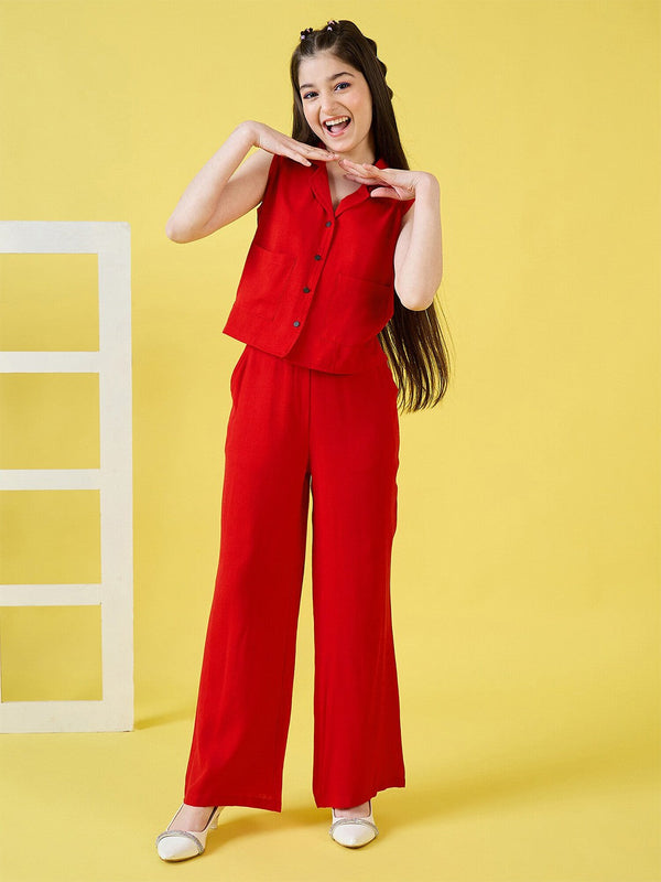 Girls Shirt Collar Shirt With Trousers