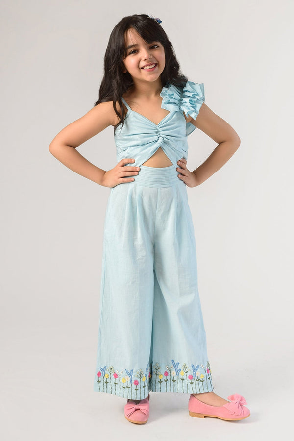 Blue Organic Cotton Jumpsuit For Girls